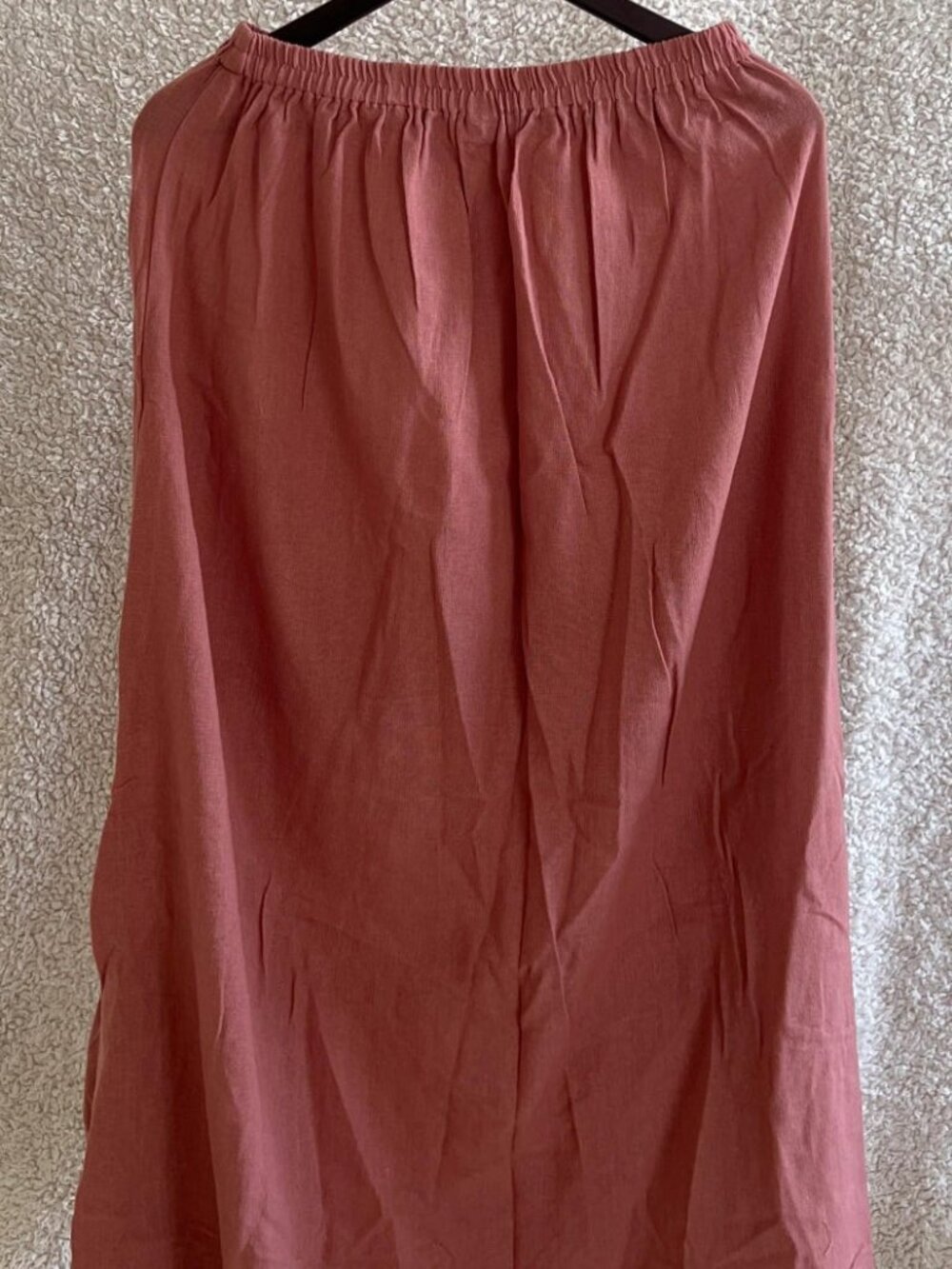 Thearah Pink Organic Cotton Hand Printed Maxi Skirt, Wave Border - Picture 2 of 2